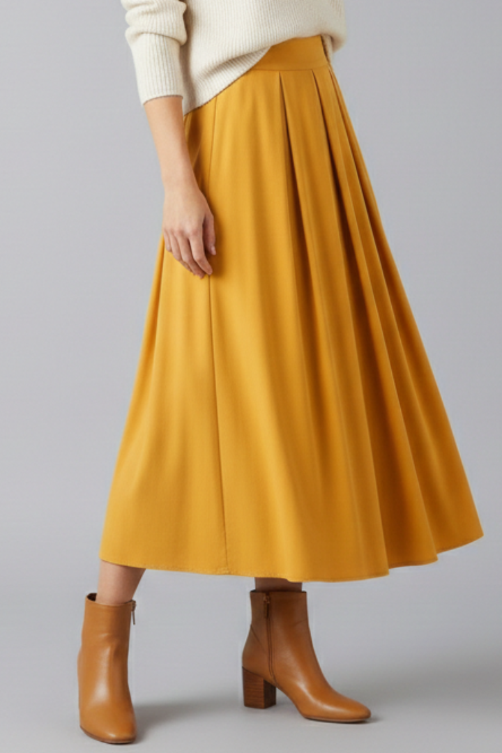 Faustina | Women’s Maxi Skirt with High Waist and Pleated Front