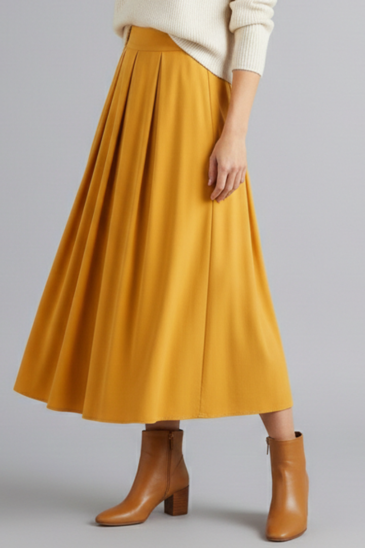 Faustina | Women’s Maxi Skirt with High Waist and Pleated Front