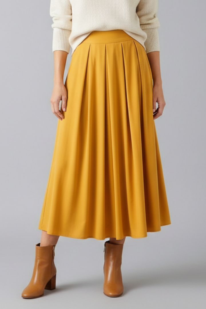 Faustina | Women’s Maxi Skirt with High Waist and Pleated Front