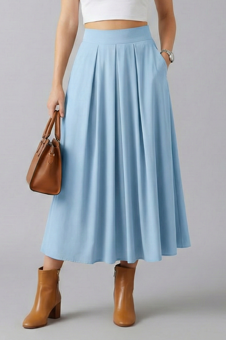Glenna | Women's Maxi Skirt with High Waist and Pleated Front