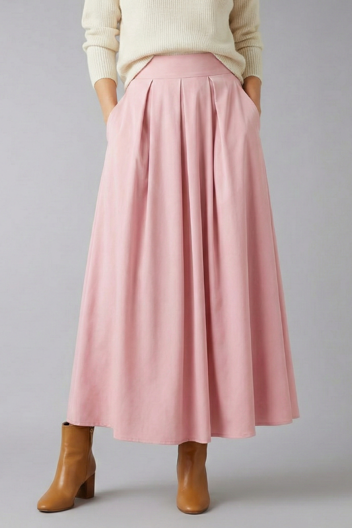 Glenna | Women's Maxi Skirt with High Waist and Pleated Front