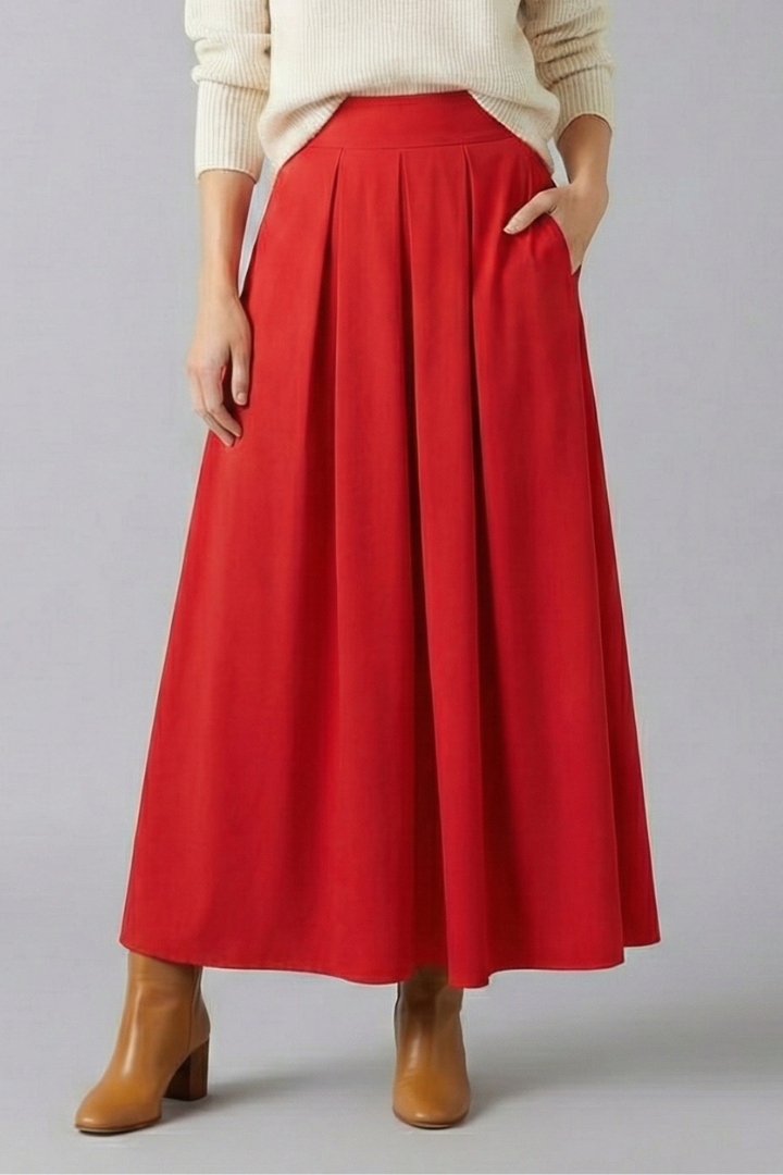 Faustina | Women’s Maxi Skirt with High Waist and Pleated Front