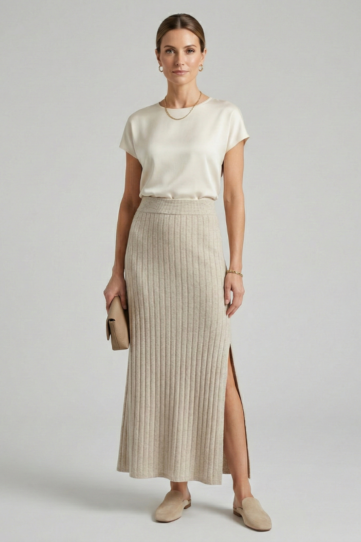 Gilda | Women's Maxi Skirt with High Waist and Side Slit