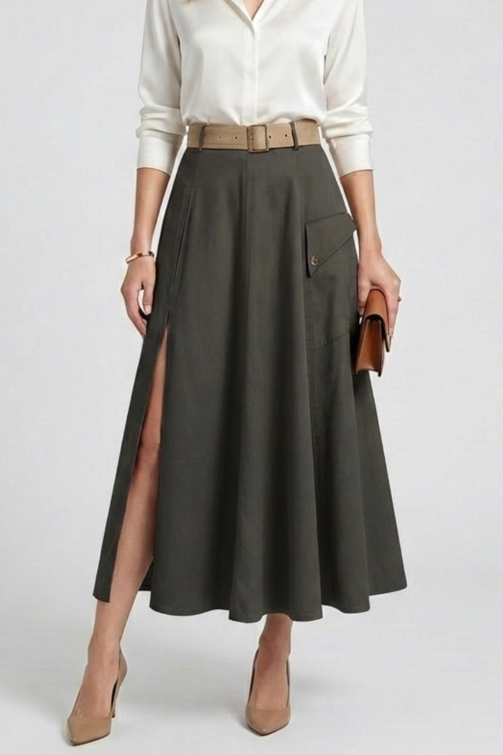Giulia | Women's Maxi Skirt with Side Pockets and High Slit