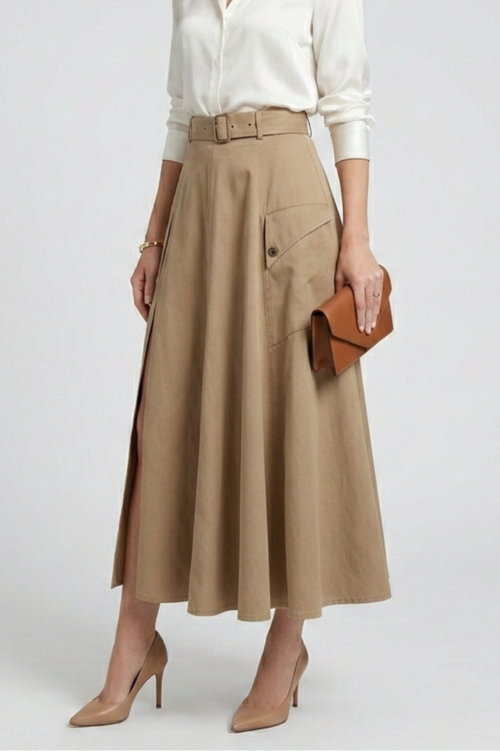 Giulia | Women's Maxi Skirt with Side Pockets and High Slit