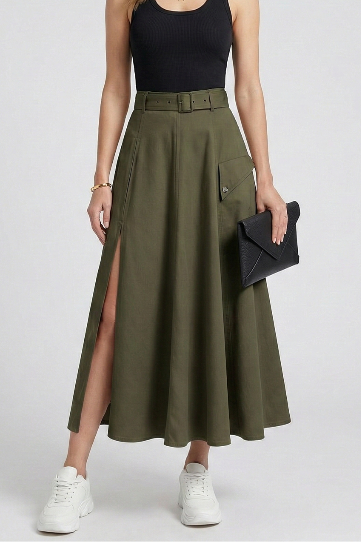 Giulia | Women's Maxi Skirt with Side Pockets and High Slit
