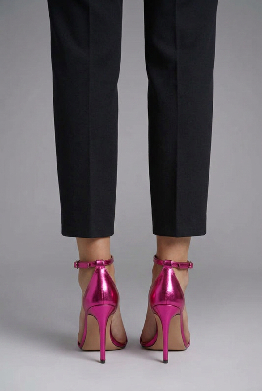 Beata | Women's Metallic Pink T-Strap High Heel Sandals
