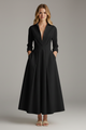 Esmeralda | Women's Collared Midi Dress with Three-Quarter Sleeves and Defined Waist - image 6