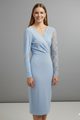 Nova | Women's Midi Dress with Lace Sleeves and V Neckline