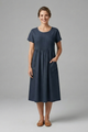 Rachael | Women's Midi Dress with Short Sleeves and Side Pockets