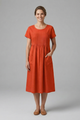 Rachael | Women's Midi Dress with Short Sleeves and Side Pockets