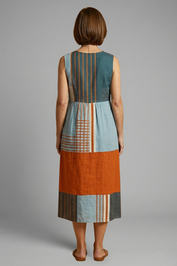 Prunella | Women's Midi Dress with Sleeveless Design and Geometric Print