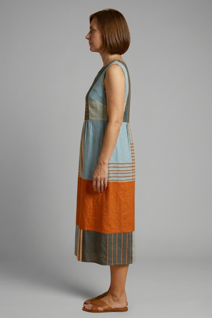Prunella | Women's Midi Dress with Sleeveless Design and Geometric Print