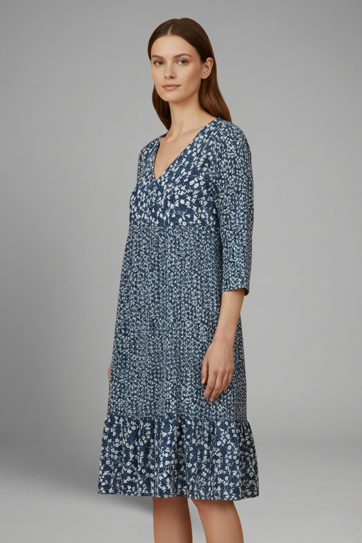 Oksana | Women's Midi Dress with Structured Fit and Plain Surface