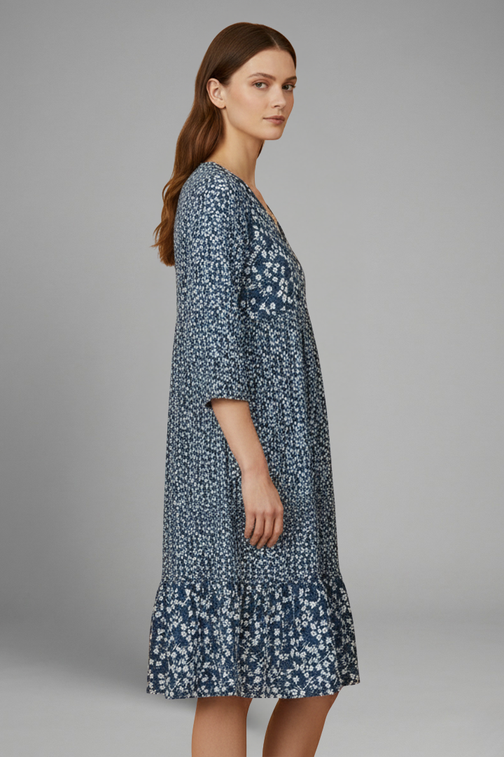 Oksana | Women's Midi Dress with Structured Fit and Plain Surface