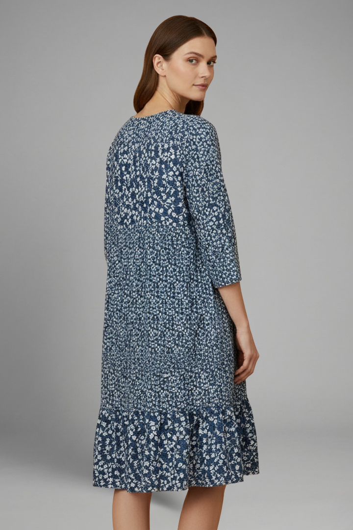 Oksana | Women's Midi Dress with Structured Fit and Plain Surface