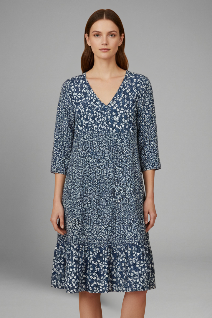 Oksana | Women's Midi Dress with Structured Fit and Plain Surface