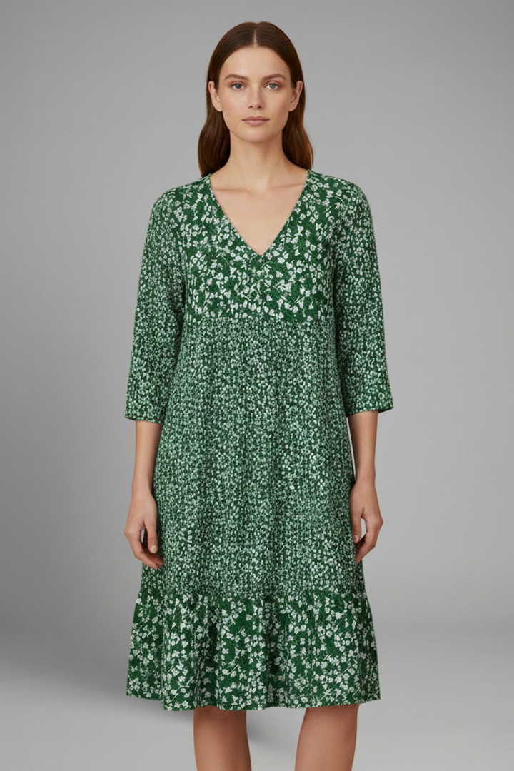Oksana | Women's Midi Dress with Structured Fit and Plain Surface