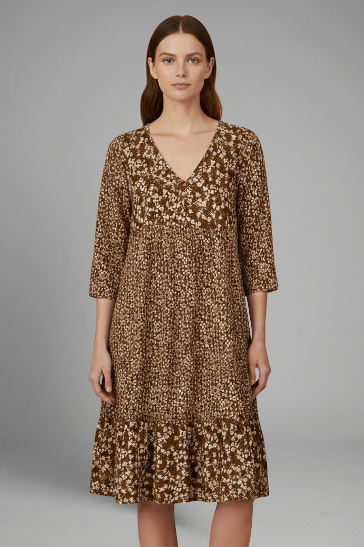 Oksana | Women's Midi Dress with Structured Fit and Plain Surface