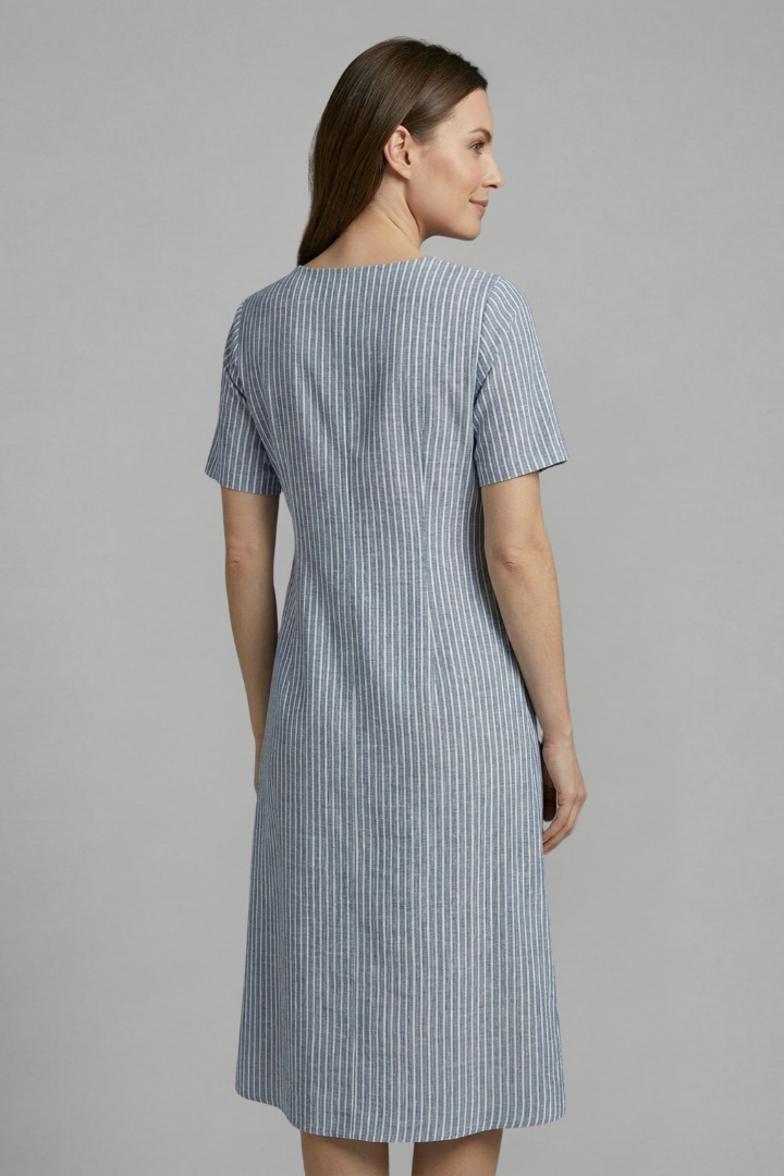 Rhea | Women's Midi Dress with V-Neck and Button Detail