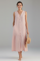Orinthia | Women's Midi Dress with V-Neck and Button Front