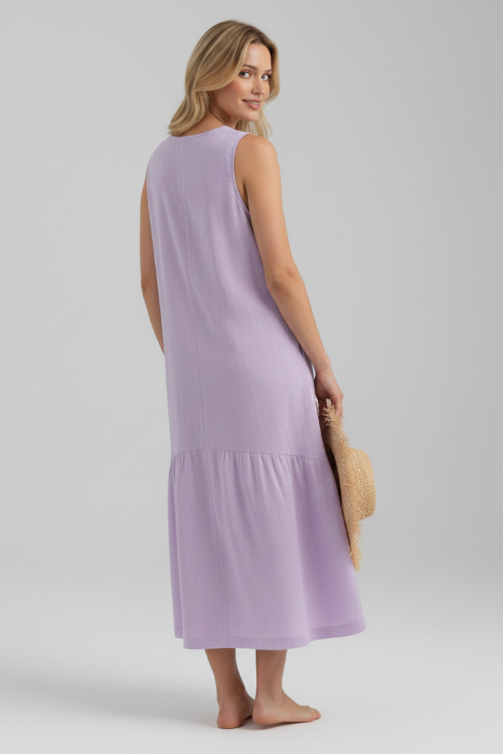 Orinthia | Women's Midi Dress with V-Neck and Button Front