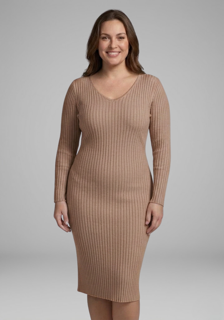 Rosalind | Women’s V-Neck Long-Sleeve Bodycon Midi Dress
