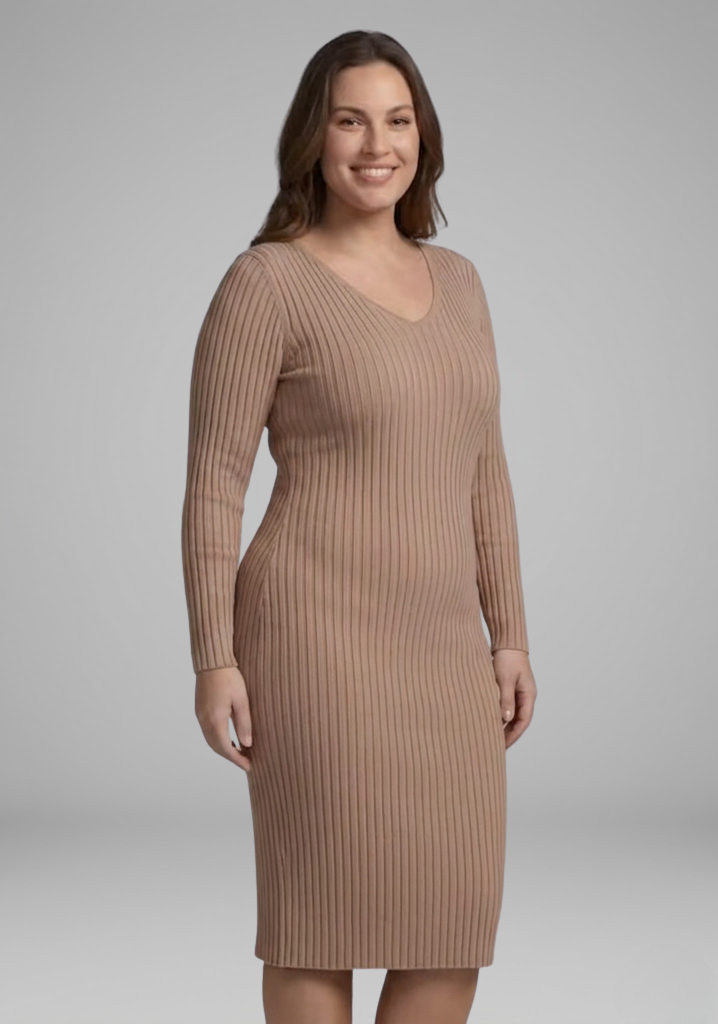 Rosalind | Women’s V-Neck Long-Sleeve Bodycon Midi Dress