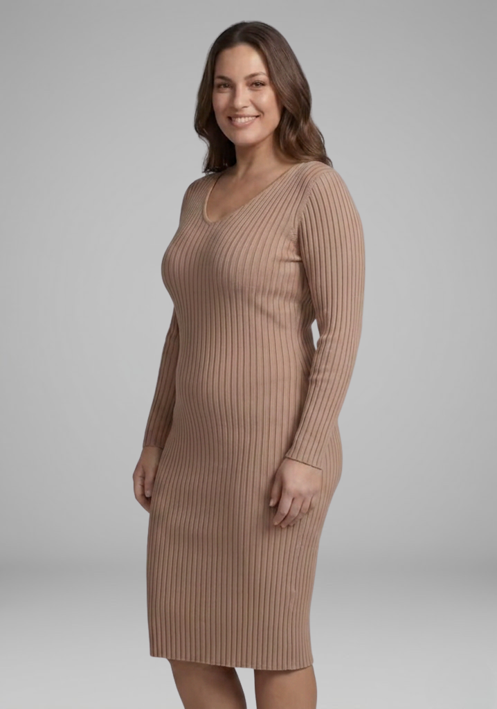 Rosalind | Women’s V-Neck Long-Sleeve Bodycon Midi Dress