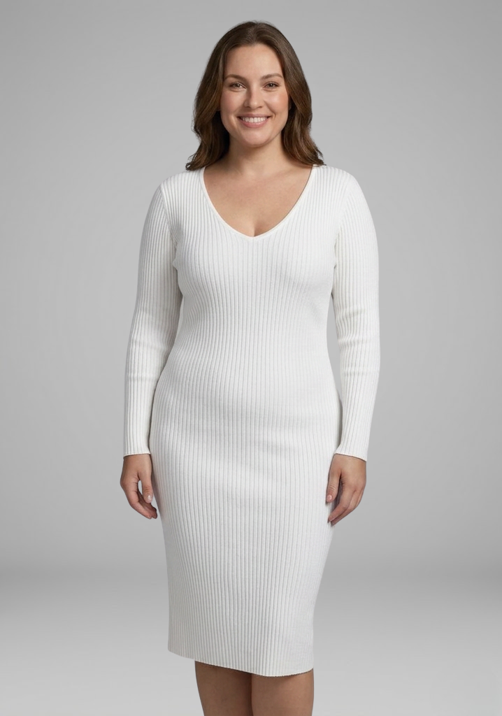 Rosalind | Women’s V-Neck Long-Sleeve Bodycon Midi Dress