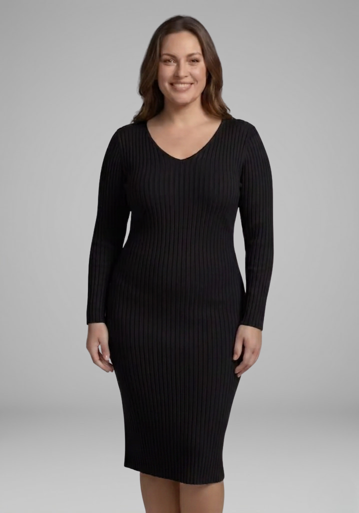Rosalind | Women’s V-Neck Long-Sleeve Bodycon Midi Dress