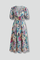 Radella | Women's Midi Dress with V-Neck and Short Sleeves