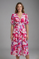 Radella | Women's Midi Dress with V-Neck and Short Sleeves