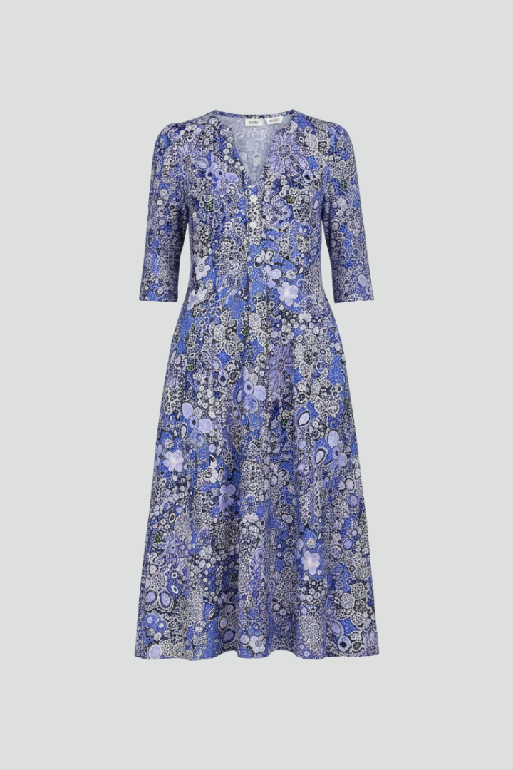 Ronia | Women's Midi Dress with V-Neck and Three-Quarter Sleeves