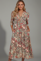 Ronia | Women's Midi Dress with V-Neck and Three-Quarter Sleeves