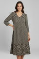Patience | Women's Midi Dress with V-Neckline and Smocked Waist