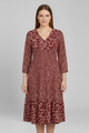 Patience | Women's Midi Dress with V-Neckline and Smocked Waist