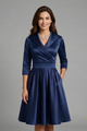 Stasia | Women's Midi Dress with V Neck and Pleated Waist