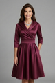 Stasia | Women's Midi Dress with V Neck and Pleated Waist