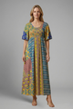Regina | Women's Midi Dress with Paisley Pattern and Round Neckline