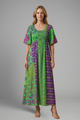 Regina | Women's Midi Dress with Paisley Pattern and Round Neckline
