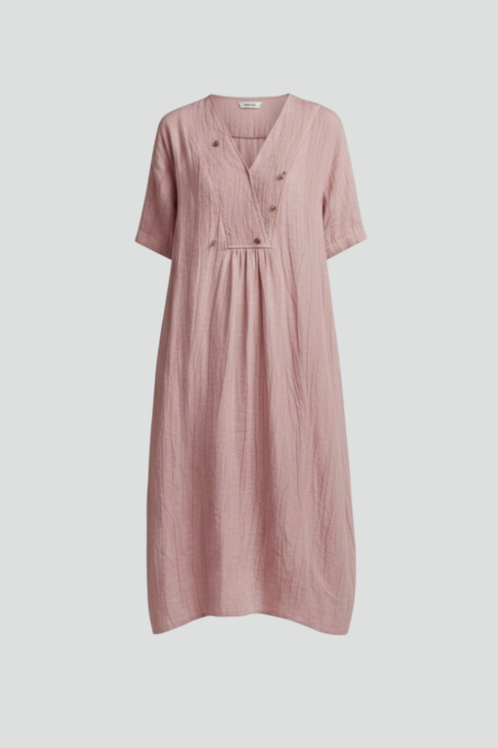 Oriana | Women's Midi Dress with V Neck and Short Sleeves