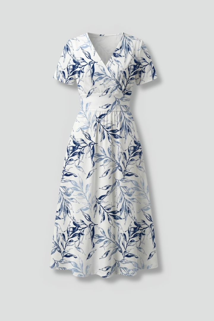 Anouk | Women's Midi Dress with V Neckline and Floral Print
