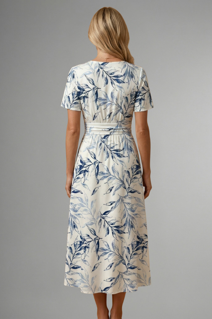 Anouk | Women's Midi Dress with V Neckline and Floral Print