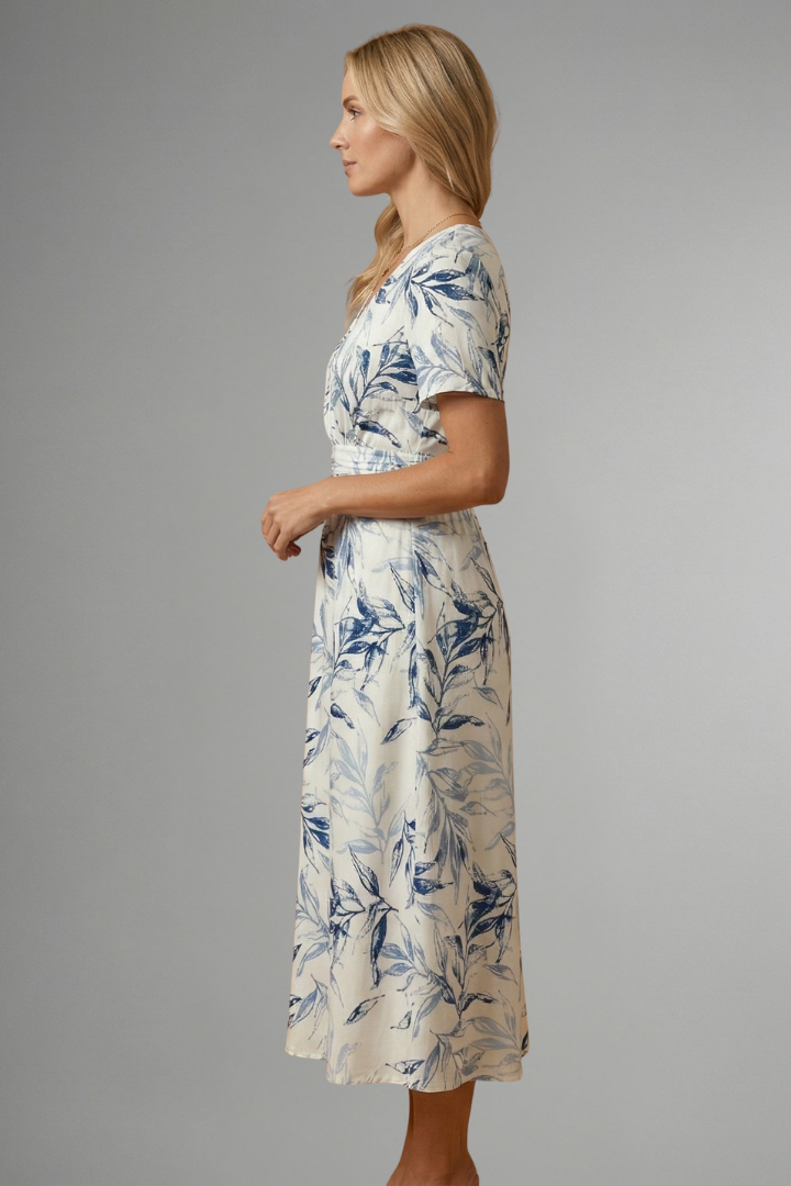 Anouk | Women's Midi Dress with V Neckline and Floral Print
