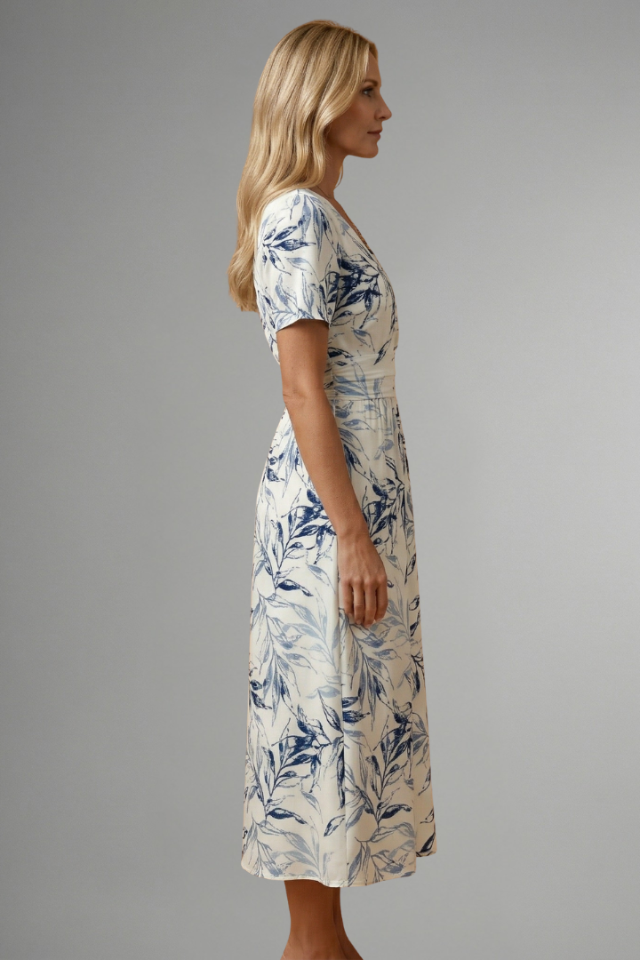 Anouk | Women's Midi Dress with V Neckline and Floral Print