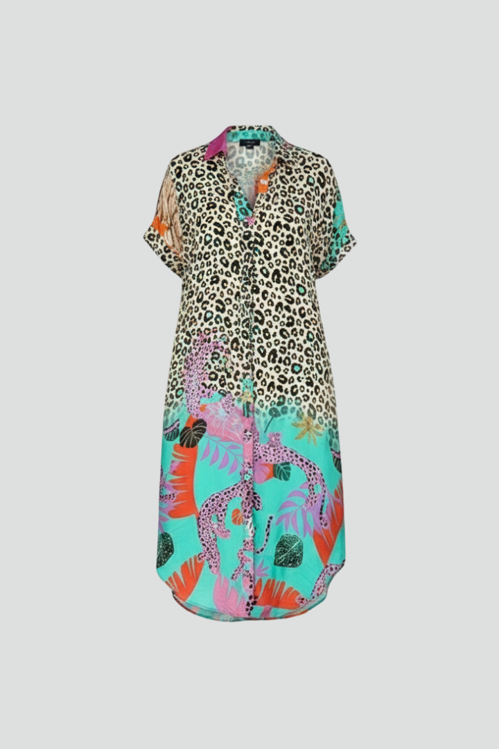 Pansy | Women's Midi Dress with V Neckline and Patterned Surface