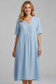 Ozara | Women's Midi Dress with V Neckline and Short Sleeves
