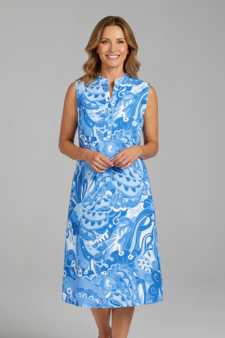 Polly | Women's Midi Dress with V Neckline and Side Pockets