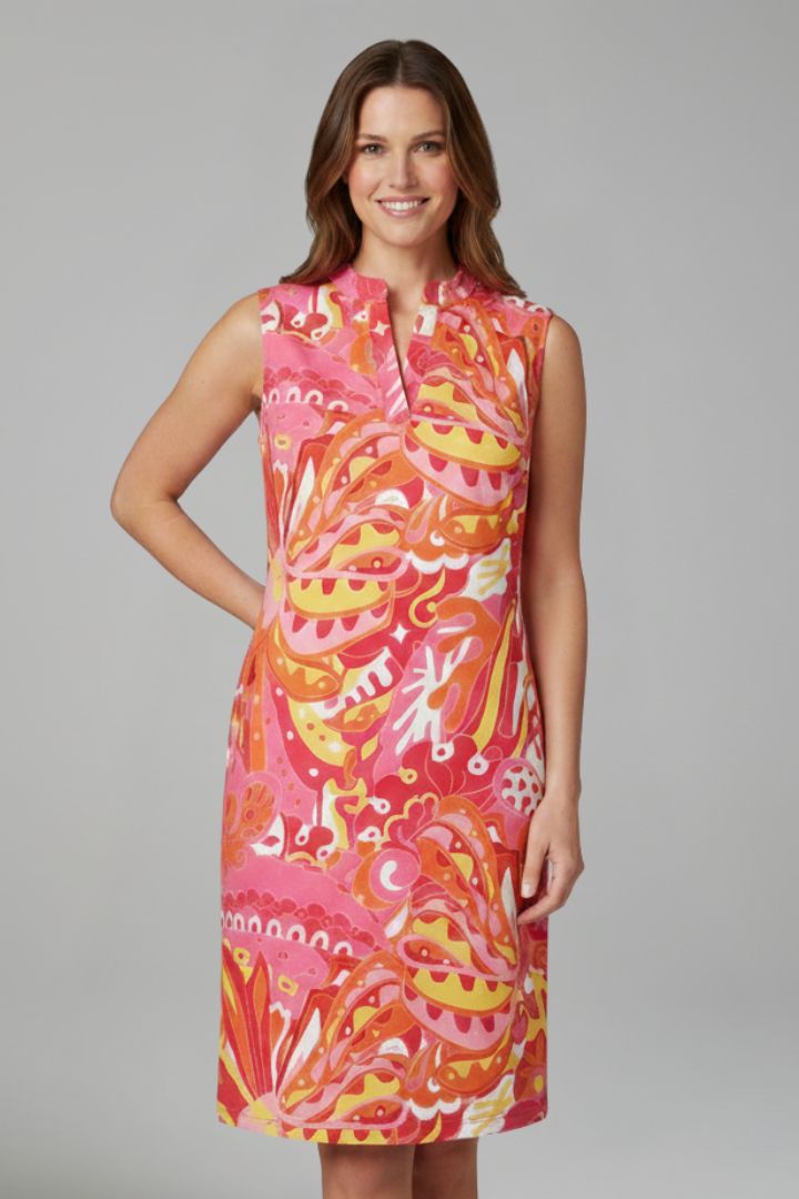 Polly | Women's Midi Dress with V Neckline and Side Pockets